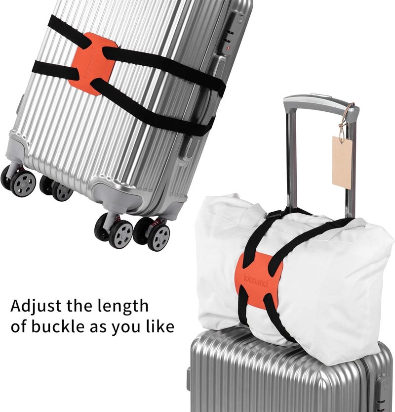 RUMILLA Luggage Straps ， Luggage add a Bag Strap，Travel Must Haves High Elastic Suitcase Adjustable Belt Bag Bungees with Buckles (Orange) - Image 3